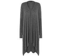 Ladies Plus Size Casual Wear Long Sleeve Hanky Hem Top Open Front Waterfall Cardigan Women's Long Sleeve Lightweight Outerwear Party Wear Long Sweater Top Dark Grey UK 22-24