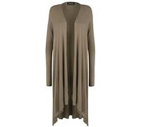 FASHION FAIRIES Ladies Plus Size Casual Wear Long Sleeve Hanky Hem Top Open Front Waterfall Cardigan Women's Long Sleeve Lightweight Outerwear Party Wear Long Sweater Top Mocha UK 22-24