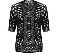FASHION FAIRIES Ladies Crochet Knitted Tied Front Shrug Short Sleeve Bolero Cardigan Womens Outerwear Sweater Open Front Cardigan Black UK 20-22