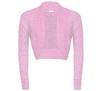 FASHION FAIRIES Ladies Long Sleeve Open Front Knitted Cardigan Women Lurex Bolero Party Wear Shrug Baby Pink