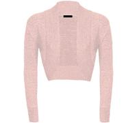 FASHION FAIRIES Ladies Long Sleeve Open Front Knitted Cardigan Women Lurex Bolero Party Wear Shrug Peach