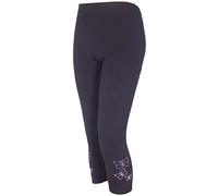 Ladies Plus Size Butterfly Sequin Leggings Diamante Studded ¾ Stretchy Pants Womens Party Wear Slim Fit Stretchy Trousers Black UK 16-18