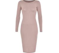 FASHION FAIRIES Ladies Stretch Fit Bodycon Maxi Dress Long Sleeve Round Neck Midi Womens Evening Party Slim Fit Stretcy Dress Stone UK 12-14