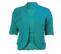 FASHION FAIRIES Ladies Womens Crochet Short Sleeve Knitted Cardigan Front Open Bolero Shrug#(Teal Crochet Open Front Bolero Shrug#UK 12-14#Womens)