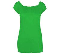 FASHION FAIRIES LTD New Womens Elasticated Boho Ladies Stretch Long Plus Size Gypsy TOP 14-28[Green,UK 22-24]