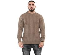 FASHION FAIRIES Men’s New Crew Neck Style Chunky Cable Knitted Pullover Jumpers Adults Gentleman Long Sleeve Knitted Thick Worm Winter Sweaters (Brown, UK 4X-Large)