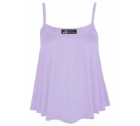 FASHION FAIRIES New Womens Plain Swing Vest Sleeveless Strappy Cami Ladies Plus Size Flared Top Size UK 8-30 Lilac