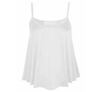 FASHION FAIRIES New Womens Plain Swing Vest Sleeveless Strappy Cami Ladies Plus Size Flared Top Size UK 8-30 White