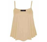 FASHION FAIRIES New Womens Plain Swing Vest Sleeveless Strappy Cami Ladies Plus Size Flared Top Size UK 8-30 Peach