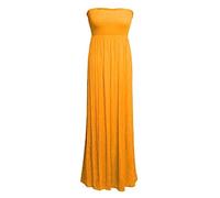 FASHION FAIRIES New Womens Sleeveless Boobtube Bandeau Maxi Ladies Sheering Long Dress Strapless Full Length Sheering Dress Casual Wear Maxi Dress Plus Size Mustard