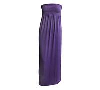 FASHION FAIRIES New Womens Sleeveless Boobtube Bandeau Maxi Ladies Sheering Long Dress UK 8-26 Purple