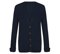 FASHION FAIRIES Women Chunky Cable Knitted Grandad Cardigan Ladies Button Plus Size Party Wear Cardigan Navy
