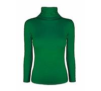 FASHION FAIRIES Women’s Roll Neck Long Sleeve Stretch Top Plain Pullover Ladies Slim Fit Winter Layering Shirt Casual Warm Soft Fabric Sizes 8-26 UK Casual Office Wear Jade Green