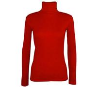 Women's Polo Roll Neck Long Sleeve Turtle Neck Plain Jumpers for Women Top Ladies New Plain Turtle Polo Roll Neck Long Sleeve Stretch Jumper T-Shirt Tee Top 8-26 Red