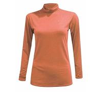 FASHION FAIRIES Women’s Roll Neck Long Sleeve Stretch Top Plain Pullover Ladies Slim Fit Winter Layering Shirt Casual Warm Soft Fabric Sizes 8-26 UK Casual Office Wear Coral