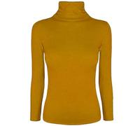 FASHION FAIRIES Women’s Roll Neck Long Sleeve Stretch Top Plain Pullover Ladies Slim Fit Winter Layering Shirt Casual Warm Soft Fabric Sizes 8-26 UK Casual Office Wear Mustard