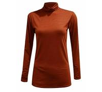 Women's Polo Roll Neck Long Sleeve Turtle Neck Plain Jumpers for Women Top Ladies New Plain Turtle Polo Roll Neck Long Sleeve Stretch Jumper T-Shirt Tee Top (Rust, UK 24-26)