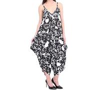 FASHION FAIRIES Women’s Sleeveless Cami Strappy Neck Jumpsuit Italian Lagenlook Style Playsuit Ladies Summer All In One Wear Italian Drape Relaxed Fit Baggy Playsuit Jumpsuit Skull Rose UK 20-22
