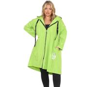 FASHION FAIRIES Women's A-Line Long Length Pockets HOPE Tag Rain Zip Up Coat Ladies Long Sleeve Adjustable Drawstring Hooded Plus Size Jacket With Hood Rain Jacket (Lime, UK 18)