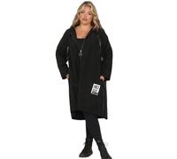 FASHION FAIRIES Women's A-Line Long Length Pockets HOPE Tag Rain Zip Up Coat Ladies Long Sleeve Adjustable Drawstring Hooded Plus Size Jacket With Hood Rain Jacket (Black, UK 18)