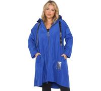 FASHION FAIRIES Women's A-Line Long Length Pockets HOPE Tag Rain Zip Up Coat Ladies Long Sleeve Adjustable Drawstring Hooded Plus Size Jacket With Hood Rain Jacket (Royal Blue, UK 22)