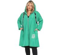 FASHION FAIRIES Women's A-Line Long Length Pockets HOPE Tag Rain Zip Up Coat Ladies Long Sleeve Adjustable Drawstring Hooded Plus Size Jacket With Hood Rain Jacket (Green, UK 10)
