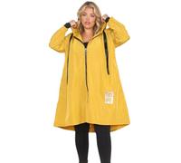 FASHION FAIRIES Women's A-Line Long Length Pockets HOPE Tag Rain Zip Up Coat Ladies Long Sleeve Adjustable Drawstring Hooded Plus Size Jacket With Hood Rain Jacket (Yellow, UK 16)