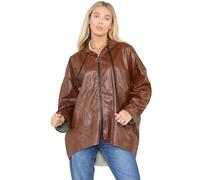 FASHION FAIRIES Women's A-Line Short Length Pockets Rain Zip Up Coat Ladies Long Sleeve Adjustable Drawstrings Hooded Plus Size Jackets With Hood Rain Jackets (Brown, UK 24-26)