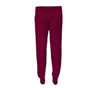 FASHION FAIRIES Womens Ali Baba Harem Baggy Trouser Ladies New Pleated Plain Long Trousers Elasticated Waistband Stretch Casual Wear Printed Full Pants UK 8-26 Wine