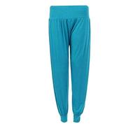 FASHION FAIRIES Womens Ali Baba Harem Baggy Trouser Ladies New Pleated Plain Long Trousers Elasticated Waistband Stretch Casual Wear Printed Full Pants UK 8-26 Turquoise