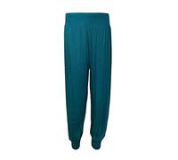 FASHION FAIRIES Womens Ali Baba Harem Baggy Trouser Ladies New Pleated Plain Long Trousers Elasticated Waistband Stretch Casual Wear Printed Full Pants UK 8-26 Teal