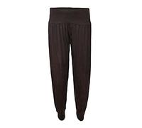 FASHION FAIRIES Womens Ali Baba Harem Baggy Trouser Ladies New Pleated Plain Long Trousers Elasticated Waistband Stretch Casual Wear Printed Full Pants UK 8-26 Brown