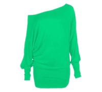 FASHION FAIRIES Women's Batwing Long Sleeve Off Shoulder Top Baggy Shirt Jumper Ladies Plain and Printed Batwing Top Casual Winter Wear Loose Off Shoulder Neck Fit Jumper Tops UK Plus Size 8 to 26