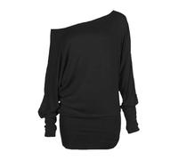 FASHION FAIRIES Women's Batwing Long Sleeve Off Shoulder Top Baggy Shirt Jumper Ladies Plain and Printed Batwing Top Casual Winter Wear Loose Off Shoulder Neck Fit Jumper Tops UK Plus Size 8 to 26