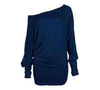 FASHION FAIRIES Women's Batwing Long Sleeve Off Shoulder Top Baggy Shirt Jumper Ladies Plain and Printed Batwing Top Casual Winter Wear Loose Off Shoulder Neck Fit Jumper Tops UK Plus Size 8 to 26