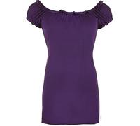 FASHION FAIRIES Womens Gypsy Boho Ruched Off Shoulder Top Ladies Cap Sleeve Stretchy Gathered Front Tunic Plain Vest Top Casual Wear Fancy Party Wear Gypsy Boho Top Plus Size 14-28 Purple