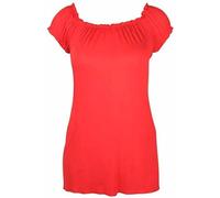 FASHION FAIRIES Womens Gypsy Boho Ruched Off Shoulder Top Ladies Cap Sleeve Stretchy Gathered Front Tunic Plain Vest Top Casual Wear Fancy Party Wear Gypsy Boho Top Plus Size 14-28