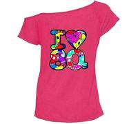 FASHION FAIRIES Womens Ladies Short Sleeve Multi I Love 80s Sexy Retro Hen Party Fancy Dress Top