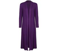 Womens Long Sleeve Long Sweater Top Open Front Cardigan Jacket Ladies Waterfall Coat Floaty Boyfriend Cardigan Purple UK 16