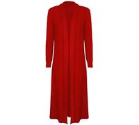 FASHION FAIRIES Women's Long Sleeve Long Sweater Top Open Front Cardigan Jacket Ladies Maxi Collared Waterfall Coat Floaty Duster Boyfriend Longline Blazer Cardigan Red UK 18