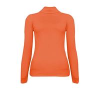 FASHION FAIRIES Womens Polo Turtle Neck Ribbed Jumper Long Sleeve High Polo Neck Top Ladies Winter Warm Sweater Formal Casual Wear Rib Knit Top (Orange UK 20-22)