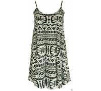 FASHION FAIRIES Womens Sleeveless Strappy Cami Swing Dress Printed Plain Top Ladies Summer Wear Cami Flared Dress Big Aztec UK 16-18