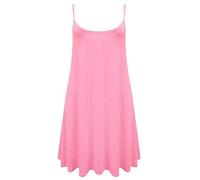 FASHION FAIRIES Womens Sleeveless Strappy Cami Swing Dress Printed Plain Top Ladies Summer Wear Cami Flared Dress Baby Pink