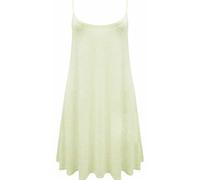 FASHION FAIRIES Womens Sleeveless Strappy Cami Swing Dress Printed Plain Top Ladies Summer Wear Cami Flared Dress Cream