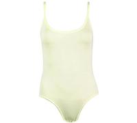 FASHION FAIRIES Womens Strappy Neck Cami Bodysuit Sleeveless Plain Leotard Top Stretch Fit Swimsuit Ladies Dance Party Wear Blouse Summer Casual Wear Basic Bodysuit Top (Cream UK 12-14)