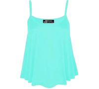 FASHION FAIRIES Womens Swing Cami Vest Top Ladies Sleeveless Round Neck Stretchy Flared Plain and Printed Vest Top Casual Summer Wear Beach Top Lounge Wear Basic Tee Top Plus Size UK 8-30 Mint