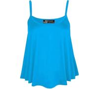 New Womens Plain Swing Vest Sleeveless Strappy Cami Ladies Plus Size Flared Top Womens Summer Wear Beach Top Loungewear Basic Tee Top Plus Size UK 8-30 Turquoise