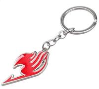 Fashion Fairy Tail Keychain Animal Key Chain Hollow Enamel Pendant Key Rings Holder Naz and Lucy Cosplay (Color : Red, Size : 2.5cm*4.6cm)