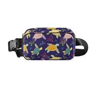 Fashion Fanny Pack Waist Bag for Women Men Small Belt Bag with Adjustable Strap for Travel Running Hiking Seamless Sea Turtles Algae