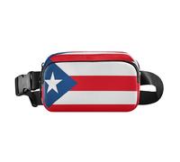 Fashion Fanny Pack Waist Bag for Women Men Teenagers Small Sling Chest Bag with Adjustable Strap for Travel Running Hiking Puerto Rico Flag Puerto Rican National Red